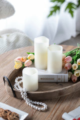 HAOYYE Set of 3 Ivory LED Candles with Remote Timer, L:D3X6" M:D3X5" S:D3X4" Sturdy Space-Saving Heavy Duty Modern Design Adults Dorm Room Easy Assembly Bedroom Furniture