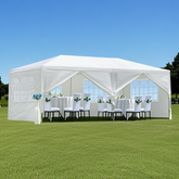 HAOYYE 10x20ft Outdoor Garden Gazebo Canopy Tent with 6 Removable Sidewalls Waterproof Event Shelter for Wedding Party Backyard Patio Commercial Use White Marquee