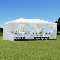 HAOYYE 10x20ft Outdoor Garden Gazebo Canopy Tent with 6 Removable Sidewalls Waterproof Event Shelter for Wedding Party Backyard Patio Commercial Use White Marquee
