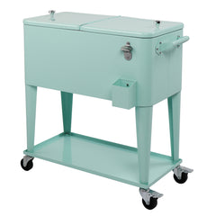 HAOYYE Rectangular Plastic Box Frozen Insulation Cart, 80QT Cooler with Drainage Cap, Bottle Opener, and Locking Casters, Ideal for Outdoor Events and Gatherings
