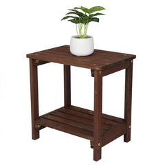 HAOYYE Outdoor Rectangular Wood Side Table for Patio Garden Balcony and Porch, Modern Accent Table with Slatted Top and Sturdy Legs, Weather Resistant End Table for Outdoor Living Room or Lounge Furniture Setup