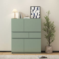 HAOYYE Green Wooden Storage Cabinet with 4 Doors and 2 Drawers, Sturdy Space-Saving Heavy Duty Modern Design, Ideal for Adults and Dorm Rooms, Easy Assembly, Stylish Bedroom Furniture