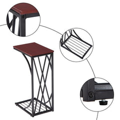 HAOYYE C-Type Sofa Table / Coffee Table, Cross-Line Brown Desktop, Soft Cozy Warm Flannel Fleece, Luxury Home Decor, Unique Design, Premium Quality, Comfortable and Decorative Accent for Living Room, Bedroom, Office