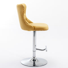 HAOYYE Swivel Velvet Barstools Adjusatble Seat Height from 25-33 Inch