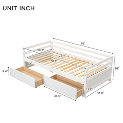 HAOYYE White Daybed with Two Storage Drawers, Sturdy Space-Saving Modern Design, Heavy Duty Construction, Easy Assembly for Adults and Dorm Rooms