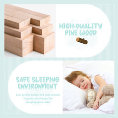 HAOYYE Full Size Bed Floor Bed with Safety Guardrails and Door for , Natural(Old SKU: W158090693) Sturdy Space-Saving Heavy Duty Modern Design Adults Dorm Room Easy Assembly Bedroom Furniture