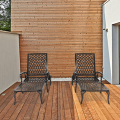 HAOYYE Adjustable Backrest Courtyard Cast Aluminum Lying Bed, Black, Sturdy Outdoor Lounge Chair for Relaxing, Perfect for Garden, Patio, or Backyard, Comfortable and Durable Design, Easy to Adjust for Ultimate Comfort