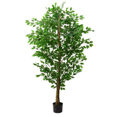 HAOYYE 6ft Ficus Tree Artificial, Realistic Texture Potted Faux Ficus Tree, Fake Trees Indoor Outdoor for Home Office Living Room Bedroom Foyer Porch Decor Sturdy Space-Saving Heavy Duty Modern Design