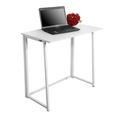 HAOYYE White Collapsible Computer Desk, Sturdy And Durable Design, Multifunctional Modern Home Office Desk, Space-Saving Storage Solution, Stylish And Practical Foldable Desk For Living Room, Bedroom, Or Study, Perfect For Work And Organization