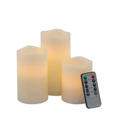 HAOYYE Set of 3 Ivory LED Candles with Remote Timer, L:D3X6" M:D3X5" S:D3X4" Sturdy Space-Saving Heavy Duty Modern Design Adults Dorm Room Easy Assembly Bedroom Furniture