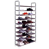 HAOYYE 10-Tier Non-Woven Fabric Shoe Rack, Simple Assembly, Durable and Space-Saving Organizer, Stylish Home Storage Solution