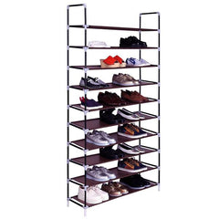 HAOYYE 10-Tier Non-Woven Fabric Shoe Rack, Simple Assembly, Durable and Space-Saving Organizer, Stylish Home Storage Solution