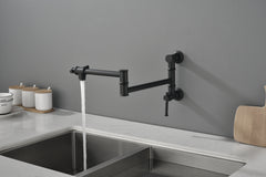 HAOYYE Pot Filler Faucet Wall Mount Pot Filler Faucet, Modern Brass Pot Filler Two-Attachment Wall Mount Folding Kitchen Pot Filler Swing Arm Sturdy Space-Saving Heavy Duty Modern Design Adults