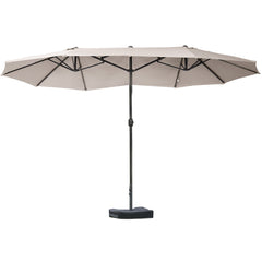 HAOYYE Outdoor Double Sided Rectangular Patio Umbrella with Base, Steel Market Sun Shade with Crank Lift for Deck Pool Garden or Backyard, Large Coverage Umbrella for Outdoor Furniture and Relaxation