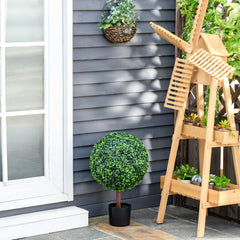 HAOYYE 23.5" Artificial Boxwood Topiary Ball Tree, Fake Decorative Plant, Nursery Pot Included for Home, Balcony, Backyard and Garden Sturdy Space-Saving Heavy Duty Modern Design Adults Dorm Room