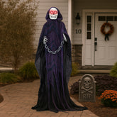 HAOYYE 6FT Halloween Outdoor Life-Size Animatronic Grim Reaper with Chain, Sound-Activated Scary Halloween Party Decoration, Creepy Haunted House Prop for Garden Yard Lawn, Spooky Holiday Decor