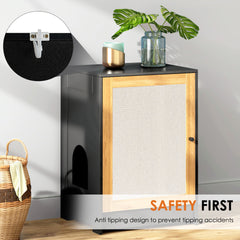 HAOYYE Cat Litter Box Enclosure with Sisal Door, Hidden Cat Washroom and Kitty End Table, Black Modern Litter Cabinet, Sturdy Space-Saving Design, Easy Assembly, Ideal for Bedrooms and Living Rooms