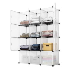 HAOYYE 12-Cube Storage Shelf Bookcase Toy Organizer Cabinet White Modern Home Organizer Durable Shelving Unit for Office Closet Living Room Space-Saving Versatile Design