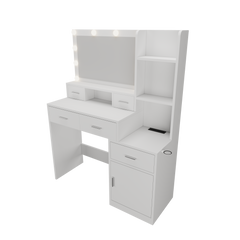 HAOYYE Smart Mirror Dressing Table with Drawers and Storage Cabinet, Modern Design with Soft Dressing Pad, Sturdy Space-Saving Heavy Duty Construction, Ideal for Bedroom and Dressing Room, Perfect for Adults