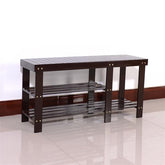 HAOYYE 90cm Strip Type Bamboo Stool Shoe Rack with Boots Compartment Coffee Sturdy Design Durable Multifunctional Modern Home Organizer Storage Solution Practical Stylish Space-Saving Organizer for Live