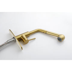 Haoyye Single Handle Kitchen Faucet with Pull Out Sprayer, 360° Swivel Stainless Steel Sink Faucet with Dual Water Modes, Stream and Spray, Easy Installation, Anti-Rust Finish, Modern Space-Saving Design for Home, Apartment or Utility Kitchen