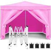 HAOYYE 10x10ft Folding Canopy Tent with 4 Removable Sidewalls UPF 50 Plus Outdoor Pop Up Gazebo Shelter with Carry Bag and 4 Weight Bags for Wedding Camping Party Beach Backyard Event