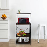 HAOYYE Wooden Kitchen Shelf Baker's Rack with 4 Tier Shelves Vintage Color Durable Design Multifunctional Home Organizer Space-Saving Storage Solution Stylish Practical for Living Room and Kitchen