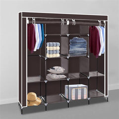 HAOYYE Clothes Closet Portable Wardrobe with Shelves and Side Pockets, Dark Brown, Durable Space-Saving Storage Solution with Modern Design, Versatile Use, Premium Quality, and Stylish Appearance for Organizing Clothing and Accessories