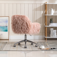 HAOYYE HengMing Modern Faux fur home office chair, fluffy chair for girls, makeup vanity Chair Sturdy Space-Saving Heavy Duty Modern Design Adults Dorm Room Easy Assembly Bedroom Furniture