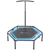 HAOYYE Blue Black Exercise Trampoline Sturdy Steel Frame with Adjustable Handlebar Foldable Fitness Rebounder for Home Gym Indoor Outdoor Cardio Workouts and Strength Training