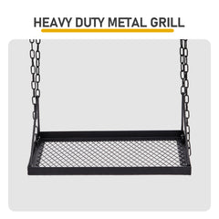 HAOYYE Portable Grill Swing Campfire Grill Stand with Iron Grill Grate Collapsible Outdoor Cooking Rack with Adjustable Chains Six Hooks and Carry Bag Perfect for Camping Bonfires Backyard Cooking Dutch Oven and Cookware