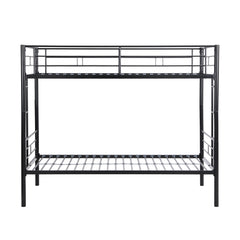 HAOYYE METAL BUNK BED BLACK Sturdy Space-Saving Heavy Duty Modern Design Adults Dorm Room Easy Assembly Bedroom Furniture