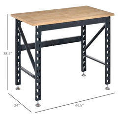 HAOYYE Garage Work Bench with Adjustable Footpads Wood Tabletop Heavy Duty Workstation Tool Table for Workshop Home Office Utility Workbench for Repair Assembly Craft Projects