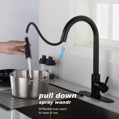 Haoyye Touch Kitchen Faucet with Pull Down Sprayer, Stainless Steel Smart Sink Faucet with Single Handle and 360° Swivel Spout, Hands-Free Touch Activation, Corrosion Resistant Matte Finish, Modern Space-Saving Design for Easy Installation