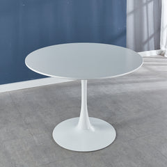HAOYYE White Tulip Dining Table for 4-6 People, Mid-Century Modern Pedestal Table, Round MDF Top, Sturdy, Space-Saving, Heavy-Duty, Durable Design for Dining Room, Kitchen, or Living Room