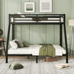 HAOYYE Metal Twin XL over Queen Bunk Bed for Teens and Adults,Space-Saving/Noise Reduced/No Box Spring Needed,Black Sturdy Heavy Duty Modern Design Dorm Room Easy Assembly Bedroom Furniture