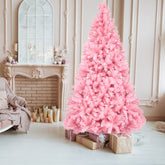 HAOYYE Pink Artificial Christmas Tree with 1800 Branch Tips, Durable PVC Branches and Stable Iron Base, Pre-Lit Holiday Decoration for Home Office Party, Full Lush Tie Tree with Easy Assembly and Elegant Festive Style