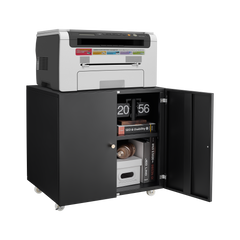 HAOYYE Home Office Printer Stand With Wheels, Mobile Filing Cabinet With Open Storage Shelves and File Door, Suitable for Letter/Legal/A4 Files, Sturdy Space-Saving Heavy Duty Design