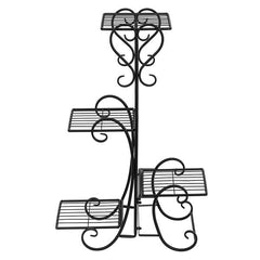 HAOYYE 4 Potted Square Flower Metal Shelves Plant Stand, Black, Durable and Space-Saving Storage Solution, Modern Design, Versatile for Indoor and Outdoor Use, Premium Quality, Stylish Decorative Display Rack for Your Garden