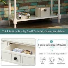HAOYYE Daisy Series Console Table, Traditional Design with Two Drawers and Bottom Shelf, Ivory White, Sturdy Space-Saving Construction, Heavy Duty Design, Easy Assembly, Durable and Stylish Home Furniture, Versatile for Living Room or Entryway
