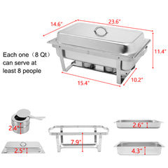 HAOYYE Single Basin Stainless Steel Buffet Stove with Two Sets Heavy Duty Rectangular Chafing Dish Warmer Commercial Food Warmer for Restaurant Catering Banquet or Home Kitchen Equipment Use