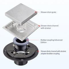 HAOYYE 6 Inch Square Shower Floor Drain Sturdy Space-Saving Heavy Duty Modern Design Adults Dorm Room Easy Assembly Bedroom Furniture