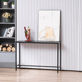 HAOYYE Industrial Style Porch Table Black Oak Triamine Board Single Layer Sturdy Design Durable Multifunctional Modern Home Organizer Practical Stylish Space-Saving Storage Solution for Entryway and Hallway