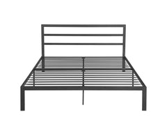 HAOYYE Queen Size Metal Bed Frame with Headboard Charcoal Grey Sturdy Space-Saving Heavy Duty Modern Design Easy Assembly Durable Stylish Home Furniture Versatile