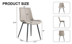 HAOYYE Light Gray Faux Leather Dining Chair, Cushioned Backrest, Black Metal Legs, Widened Seat Design, Comfortable and Stylish, Perfect for Restaurants, Kitchens, Bedrooms, and Offices (Set of 4)