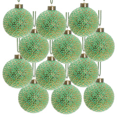 HAOYYE D3" Christmas Ball Ornaments, Glass Decorative Hanging Ball Christmas Tree Ornaments for Holiday Party Decorations, Set of 12 Sturdy Space-Saving Heavy Duty Modern Design Adults Dorm Room