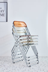 HAOYYE YELLOW Clear Transparent Folding Chair Chair Pc Plastic Living Room Seat Sturdy Space-Saving Heavy Duty Modern Design Adults Dorm Room Easy Assembly Bedroom Furniture