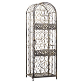 Haoyye 45 Bottle Wrought Iron Wine Rack with Lock, Antique Bronze Freestanding Wine Cabinet with Scrollwork Door, Vintage Metal Wine Jail Storage for Kitchen, Dining Room, Home Bar, Sturdy Space-Saving Organizer, Modern Rustic Design