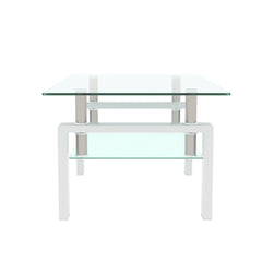 HAOYYE White Coffee Table, Clear Coffee Table, Modern Side Center Tables for Living Room, Living Room Furniture Sturdy Space-Saving Heavy Duty Modern Design Adults Dorm Room Easy Assembly