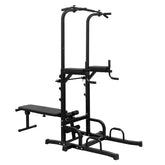 Haoyye Power Tower with Bench, Adjustable Height Dip Station, Pull-Up Bar, Multi-Function Fitness Rack, Heavy Duty for Full Body Workout